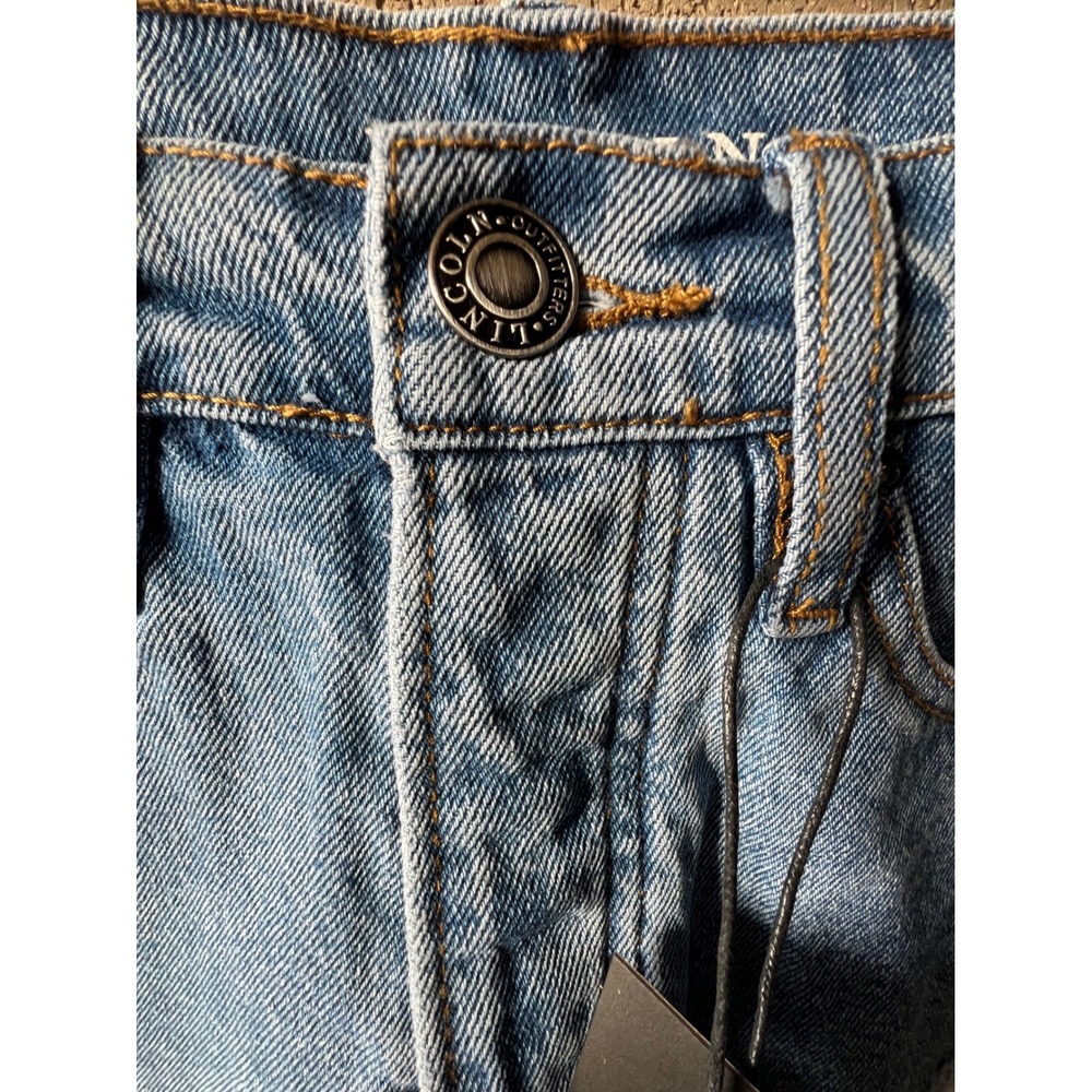 LINCOLN OUTFITTERS Size4 Blue Denim High Rise Distressed Jean Shorts Button Fly - Picture 2 of 6